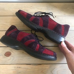 Dansko Striped Suede Shoes -Purple/Burgundy 10.5-11